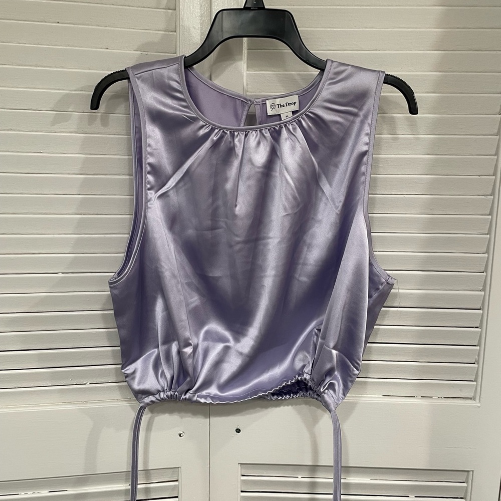 NWT Lavender Satin Drawstring Cropped Tank — Women's Camisole
